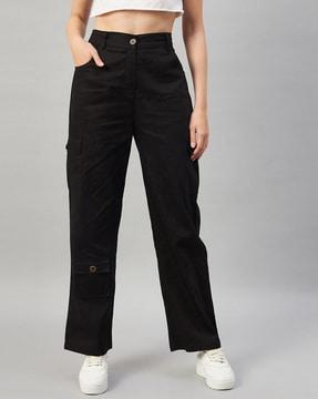 high rise flared cargo pants