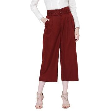 high-rise flared culottes with belt