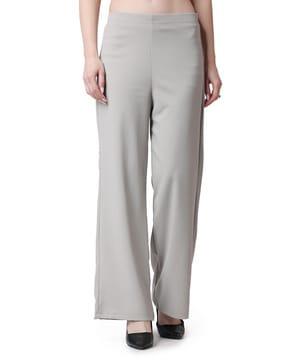 high-rise flared flat-front trousers