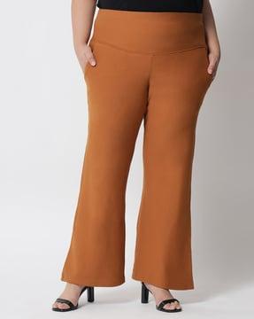 high-rise flared pants with insert pockets
