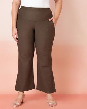 high-rise flared pants with insert pockets