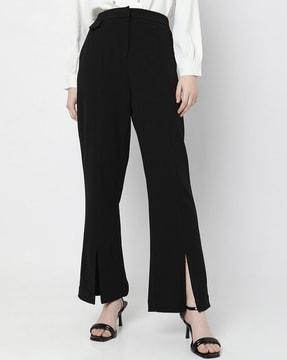 high-rise flared pants with insert pockets