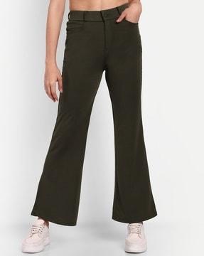 high-rise flared pants with insert pockets