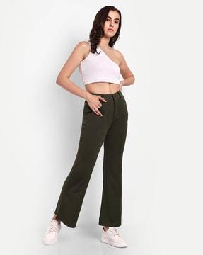 high-rise flared pants with insert pockets