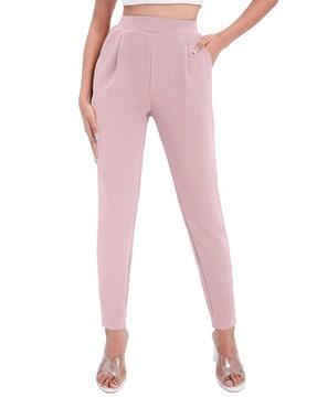 high-rise flared pleat-front pants