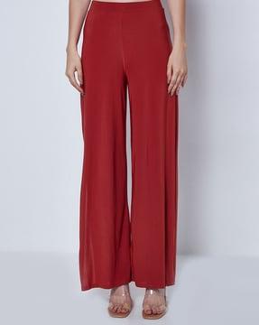 high-rise flared slit pants