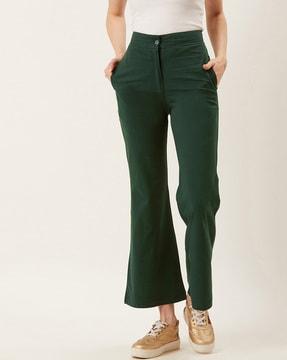 high-rise flared trousers with insert pockets