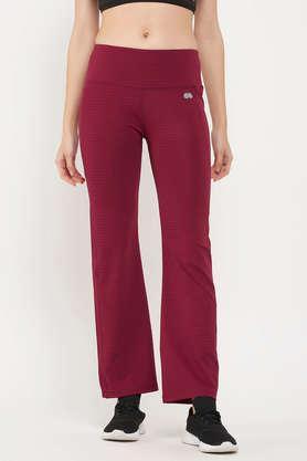 high rise flared yoga pants in maroon with side pocket - purple
