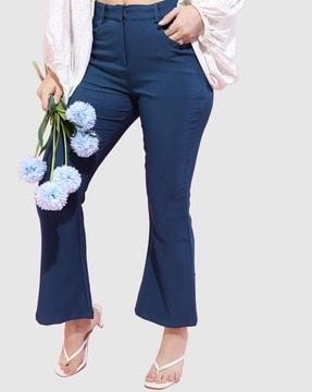 high-rise flat-front bootcut pants