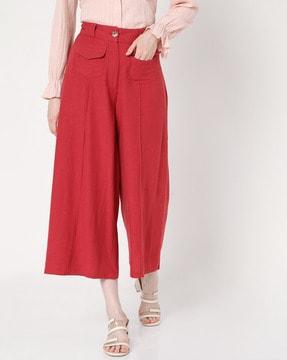 high-rise flat-front culottes