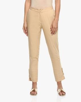 high-rise flat-front pants with button fly