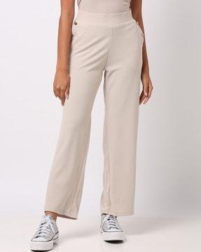 high-rise flat-front pants