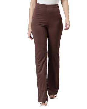 high-rise flat-front pants