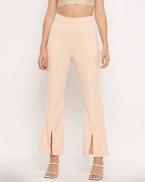 high-rise flat-front pants