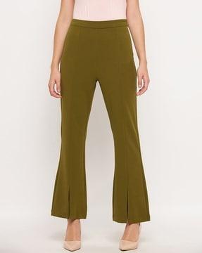 high-rise flat-front pants