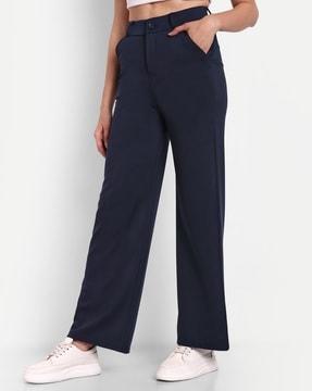 high rise flat-front pants