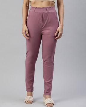 high-rise flat-front trousers