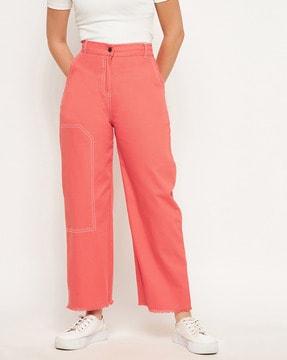 high-rise flat-front trousers