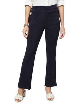 high-rise flat-front trousers