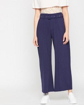 high-rise flat-front trousers