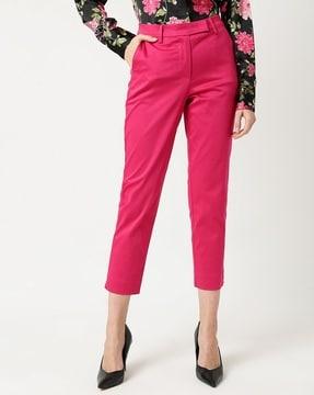 high-rise flat-front trousers