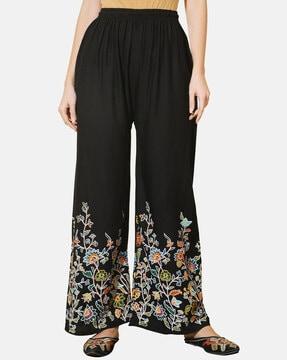 high-rise floral print flared palazzos