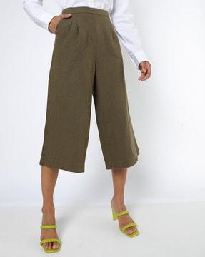 high-rise front-pleated culottes