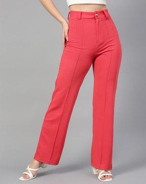 high-rise front-pleated pants