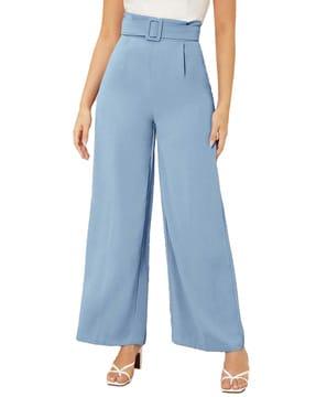 high-rise front-pleated pants