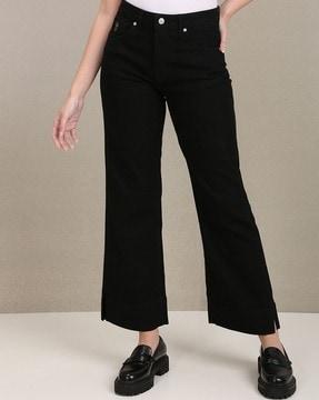 high-rise hem-slit flared jeans