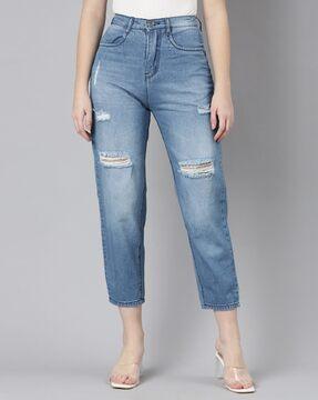 high-rise jeans with insert pockets