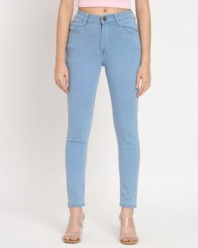 high-rise jeans with insert pockets