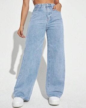 high-rise jeans with insert pockets