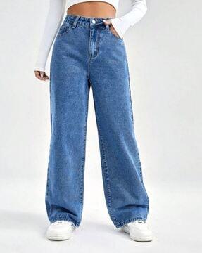 high-rise jeans with insert pockets