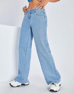 high-rise jeans with insert pockets