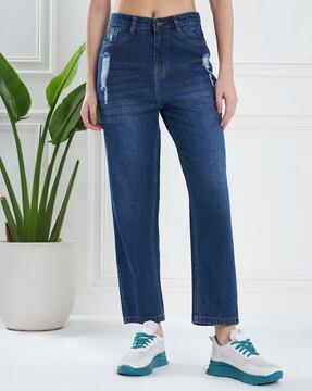 high-rise jeans with insert pockets