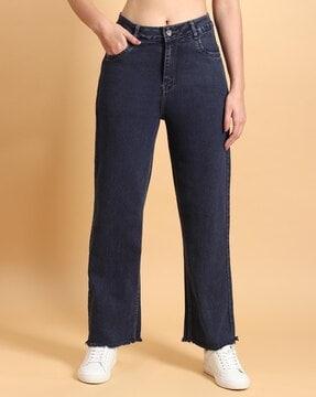 high-rise jeans with insert pockets