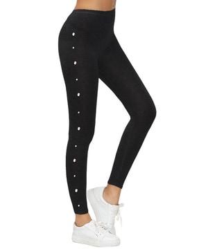 high-rise jeggings with beads