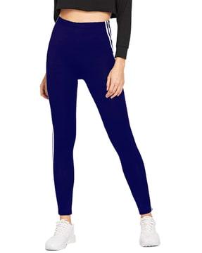high-rise jeggings with contrast taping