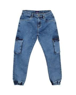 high-rise jogger jeans with cargo pockets