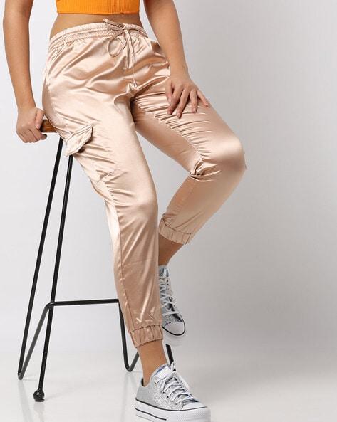 high-rise jogger pants with flap pockets