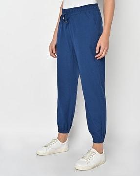 high-rise joggers with drawstring waist
