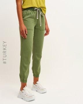 high-rise joggers with drawstring waist