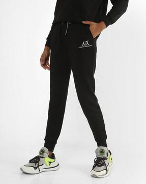 high-rise joggers with elasticated drawstring waist