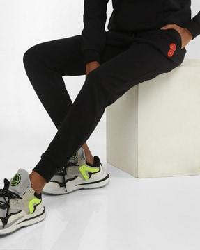 high-rise joggers with elasticated drawstring waist