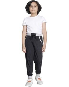 high-rise joggers with elasticated drawstring waist