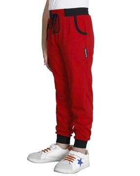 high-rise joggers with elasticated drawstring waist