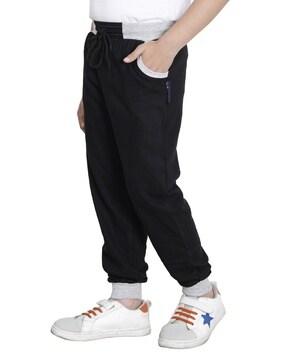 high-rise joggers with elasticated drawstring waist