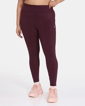 high-rise leggings with elasticated waist