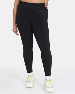 high-rise leggings with elasticated waist